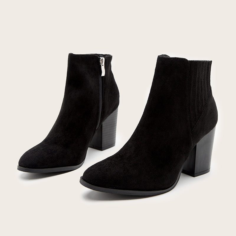 Suede Elastic Panel Chelsea Ankle Boot Vegan Suede Low Block Heel Chelsea Boots Newgew