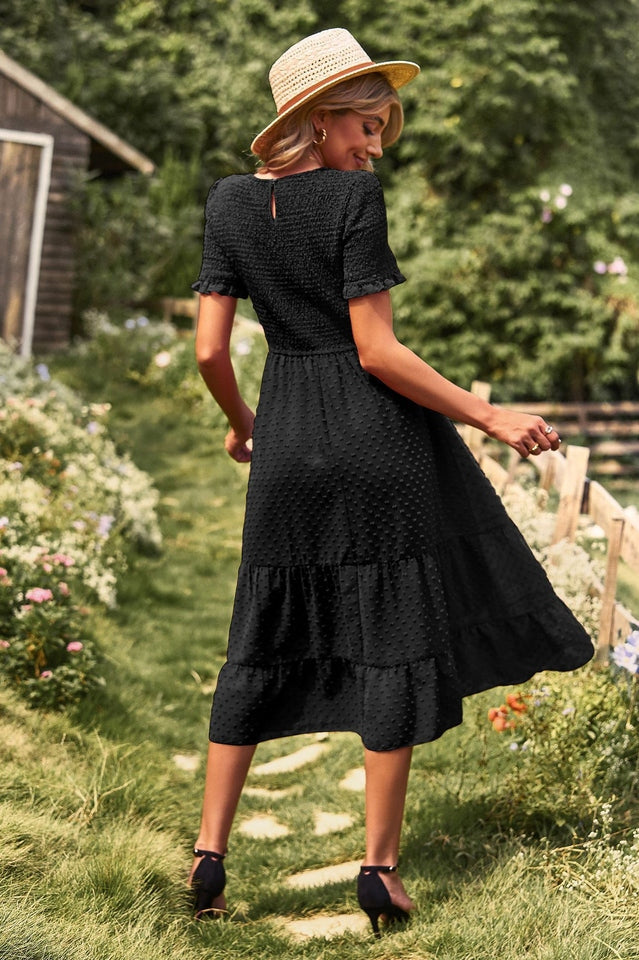Swiss Dot Ruffle Hem Dress Newgew