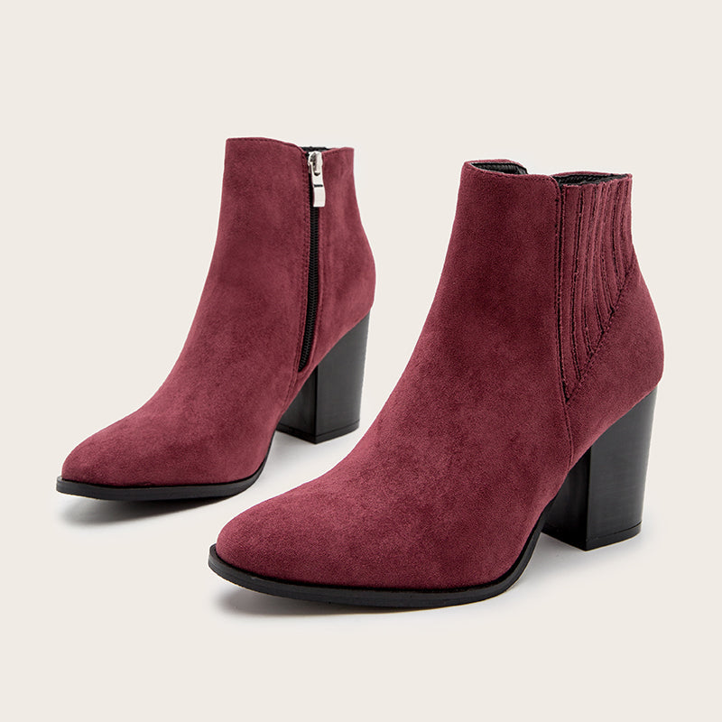 Suede Elastic Panel Chelsea Ankle Boot Vegan Suede Low Block Heel Chelsea Boots Newgew
