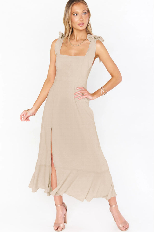 Tie Shoulder Boho Midi Dress Newgew
