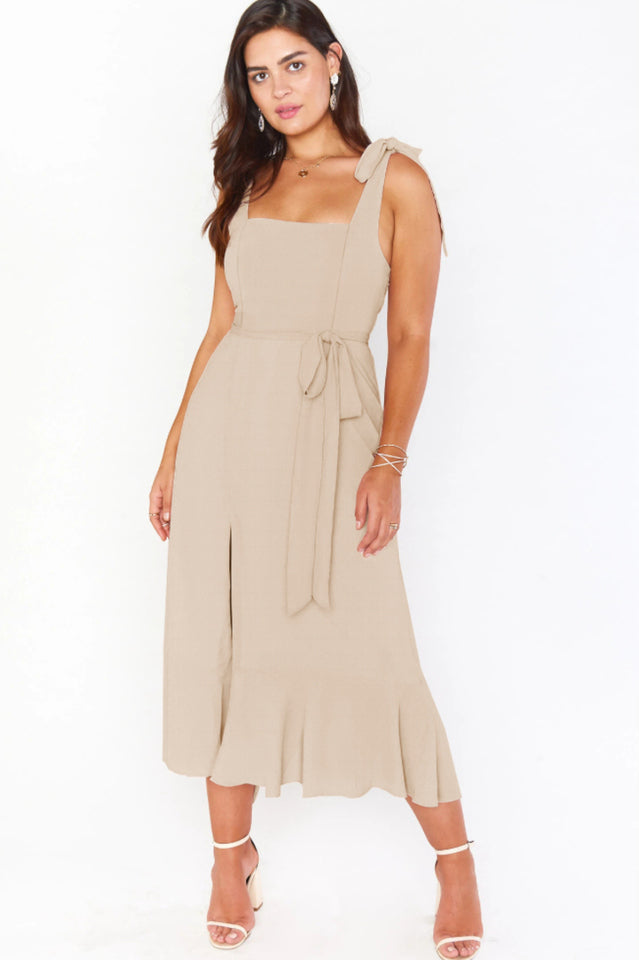 Tie Shoulder Boho Midi Dress Newgew