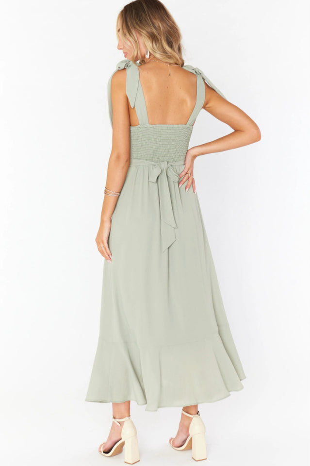 Tie Shoulder Boho Midi Dress Newgew