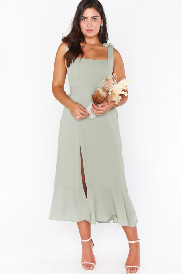 Tie Shoulder Boho Midi Dress Newgew