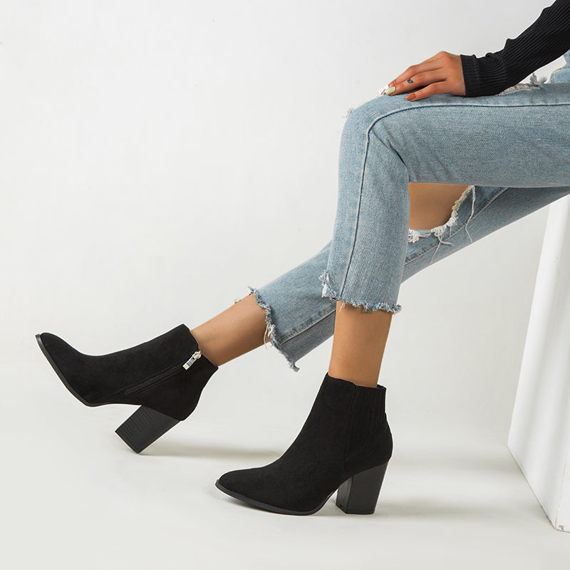 Suede Elastic Panel Chelsea Ankle Boot Vegan Suede Low Block Heel Chelsea Boots Newgew