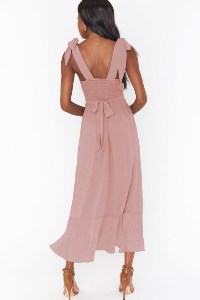 Tie Shoulder Boho Midi Dress Newgew