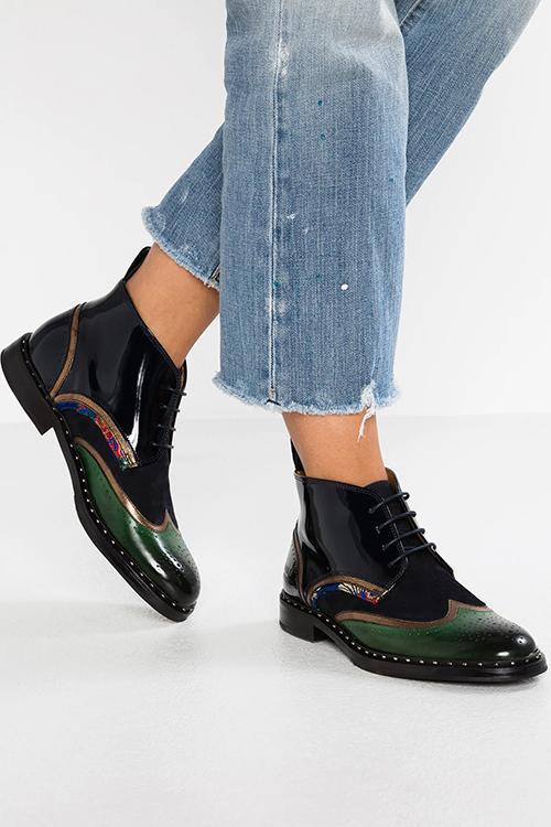 Color Block Lace Up Flat Pumps Newgew