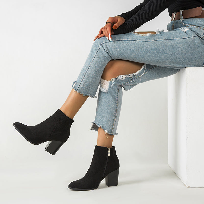 Suede Elastic Panel Chelsea Ankle Boot Vegan Suede Low Block Heel Chelsea Boots Newgew