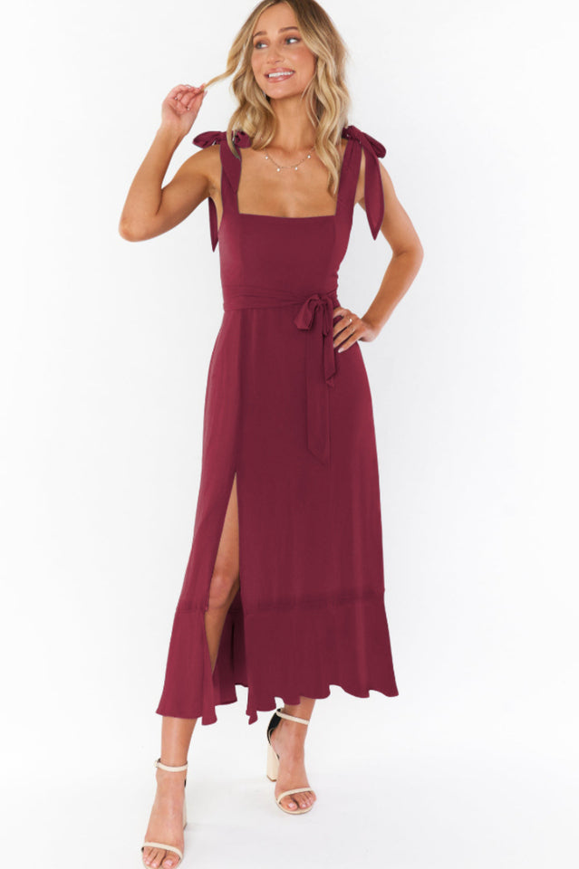 Tie Shoulder Boho Midi Dress Newgew