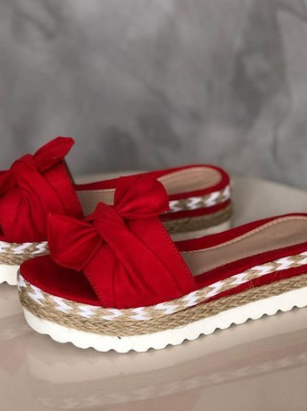 Women Casual Daily Comfy Bowknot Slip On Sandals Newgew