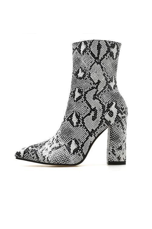 Snake Print High Heel Boots Newgew