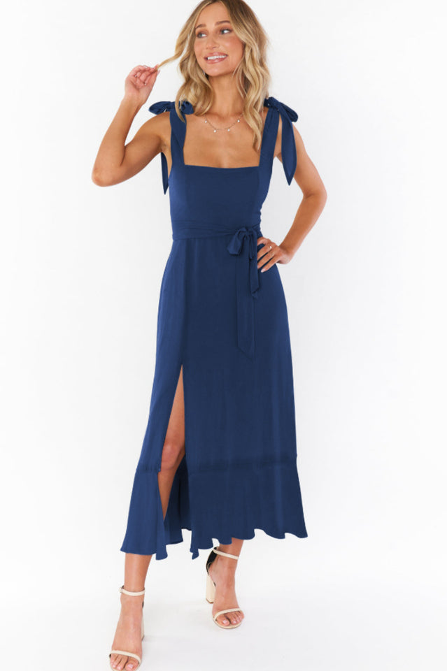 Tie Shoulder Boho Midi Dress Newgew