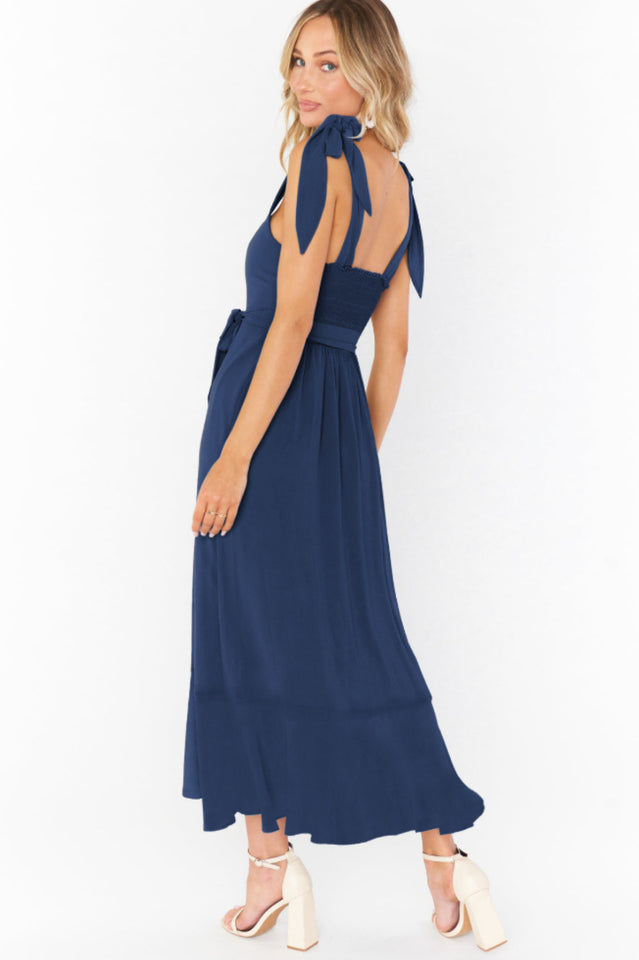 Tie Shoulder Boho Midi Dress Newgew