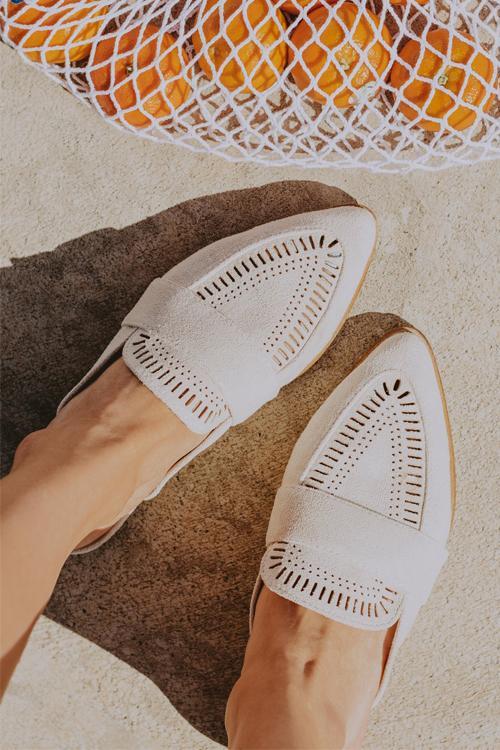 Hollow Pointed Toe Flat Mules Newgew