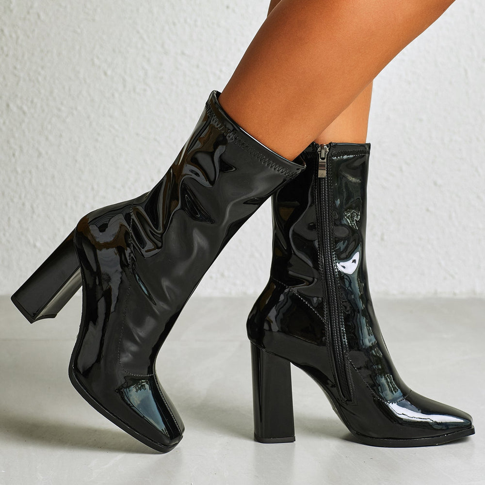 Side Zip Chunky Heeled Classic Boots Newgew