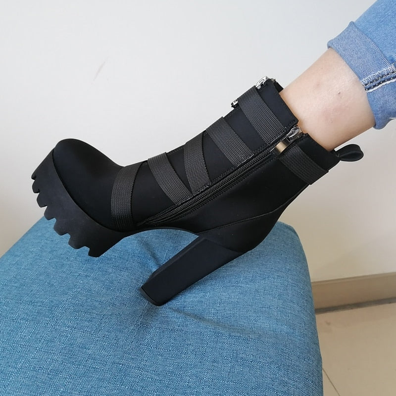 Chunky Thick Heels Ankle Boots Newgew