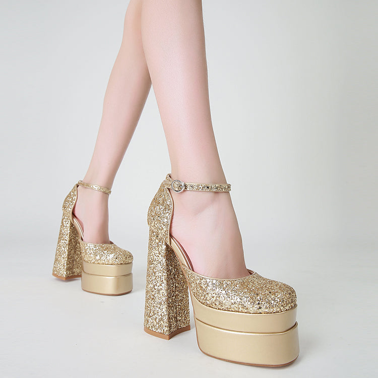 Shiny Heeled Sandals Newgew
