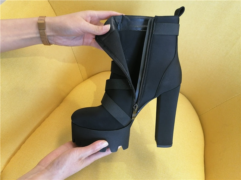 Chunky Thick Heels Ankle Boots Newgew