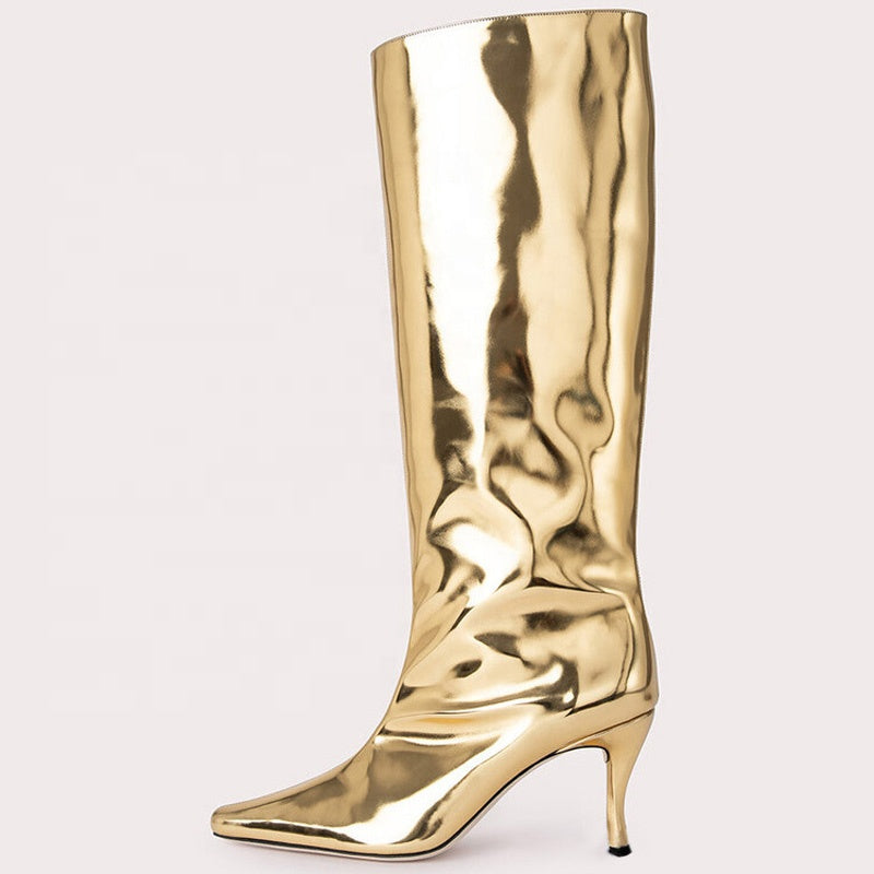 Patent Knee-High Western Boots Newgew