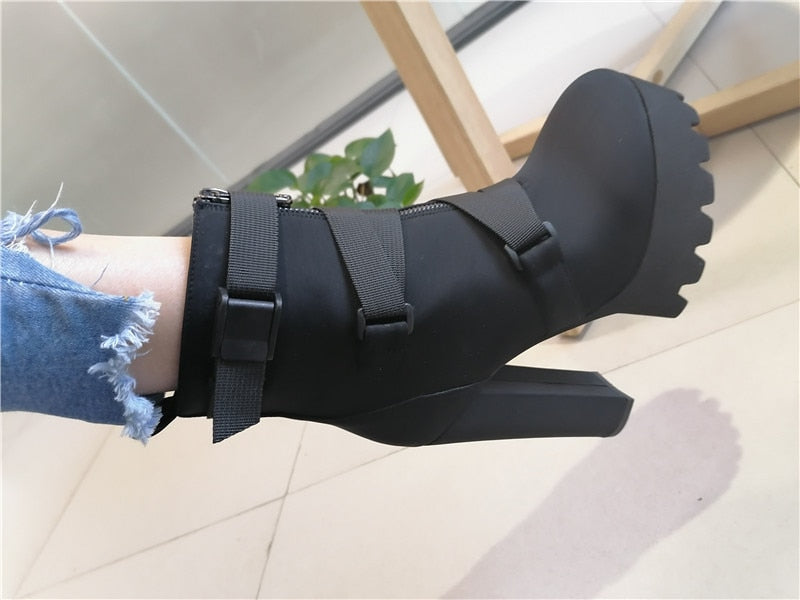 Chunky Thick Heels Ankle Boots Newgew