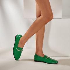 British Style Metal Buckle Loafer Flats Newgew