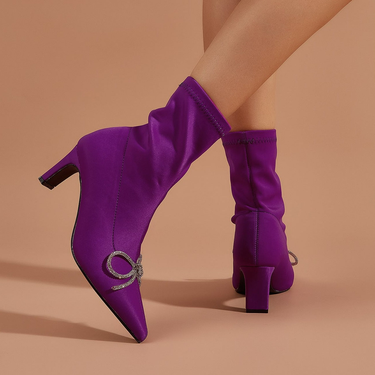NewPointed Toe High Heel Short Stretch Boots Newgew
