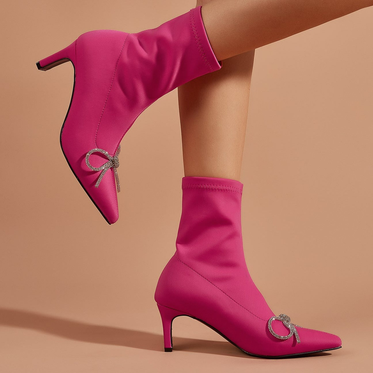 NewPointed Toe High Heel Short Stretch Boots Newgew