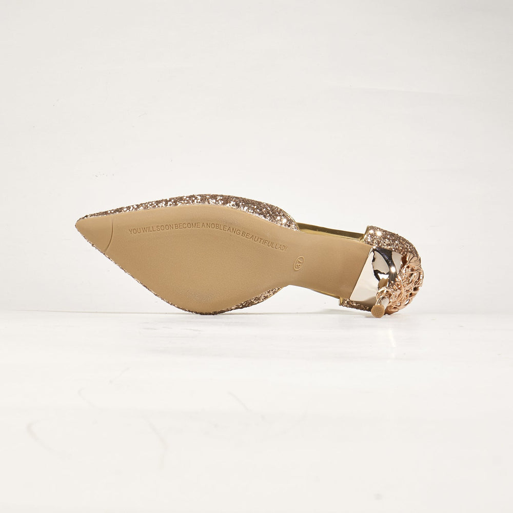 Glitter Point Toe Ankle Strap Sandals Newgew