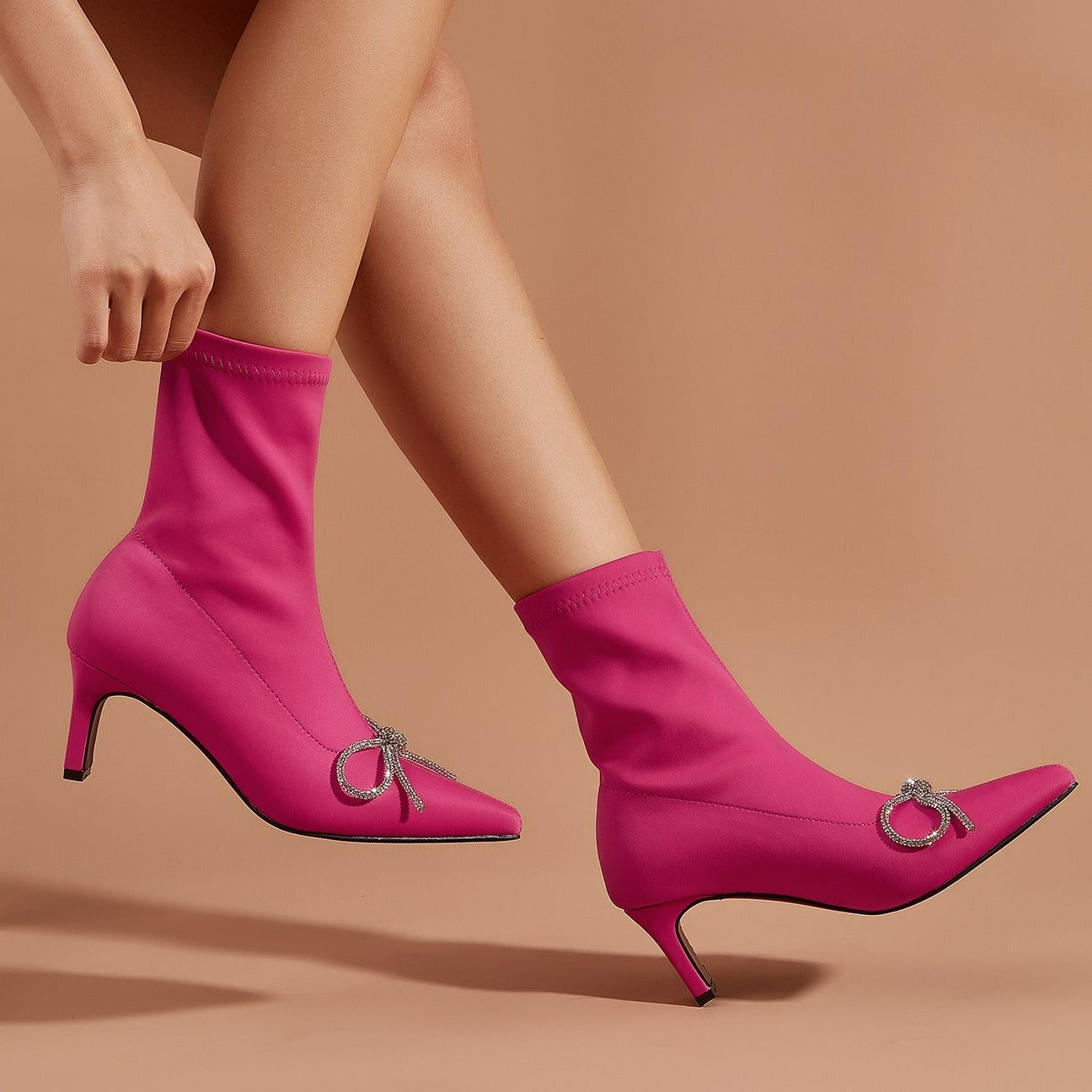 NewPointed Toe High Heel Short Stretch Boots Newgew