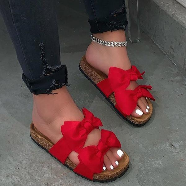 Comfy Double Bowknot Slip On Sandals Pairmore