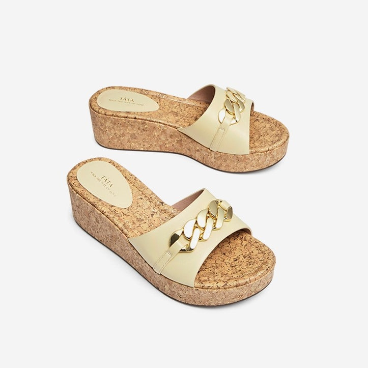 Tata	Chain Decor Wedge  Sandals Newgew