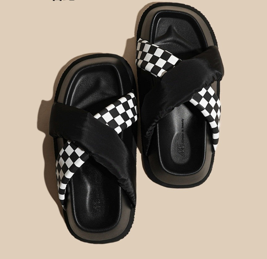 Casual Wear checkerboard sandals Newgew