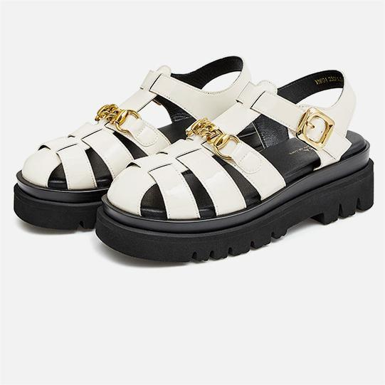 Chain Decor Ankle Strappy Wedge Sandals Newgew