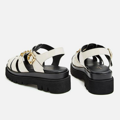 Chain Decor Ankle Strappy Wedge Sandals Newgew