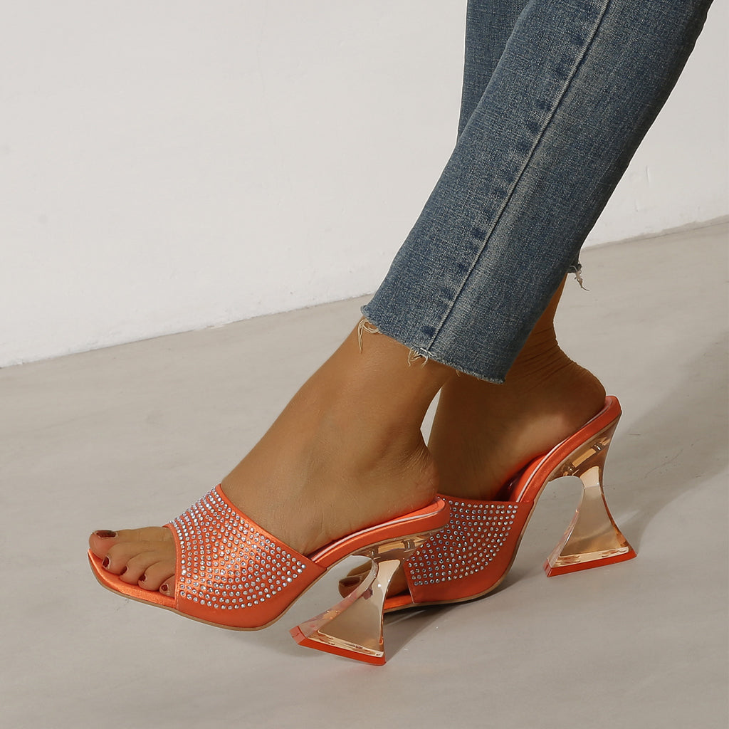 Crystal Jelly Heel Sandals Newgew