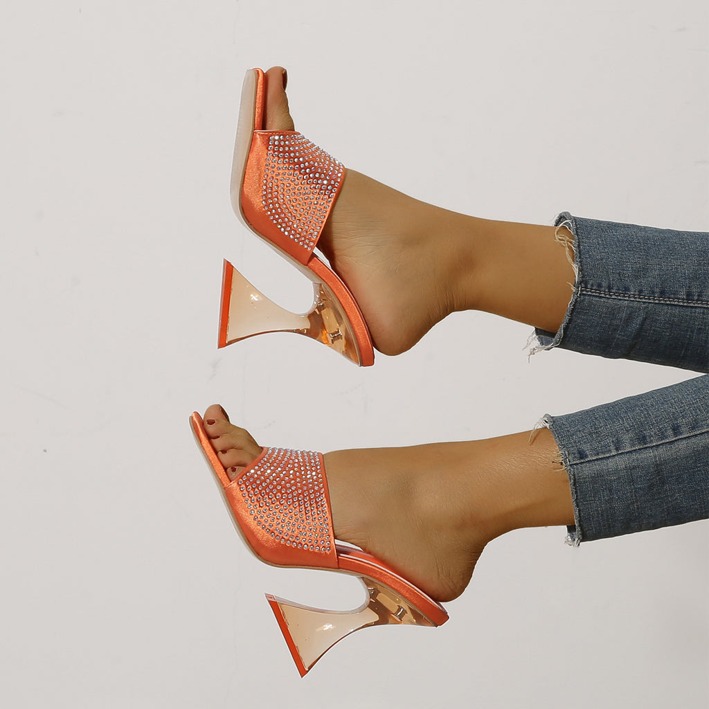 Crystal Jelly Heel Sandals Newgew