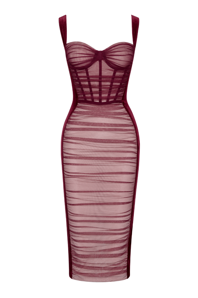 Velvet Soft Net Midi Dress Newgew