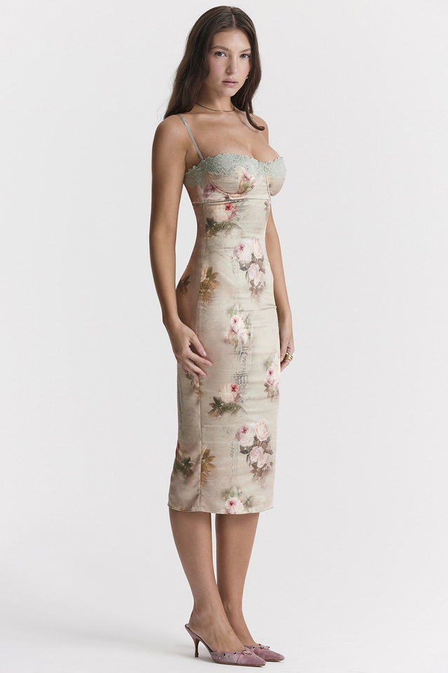 Venus Vintage Floral Midi Dress Newgew