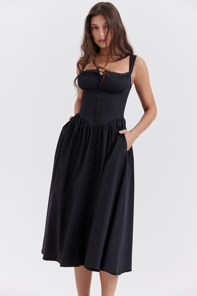 Tatiana Black Midi Sundress Newgew