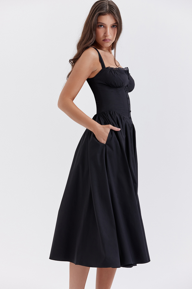 Tatiana Black Midi Sundress Newgew