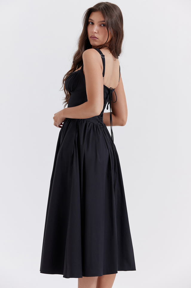 Tatiana Black Midi Sundress Newgew