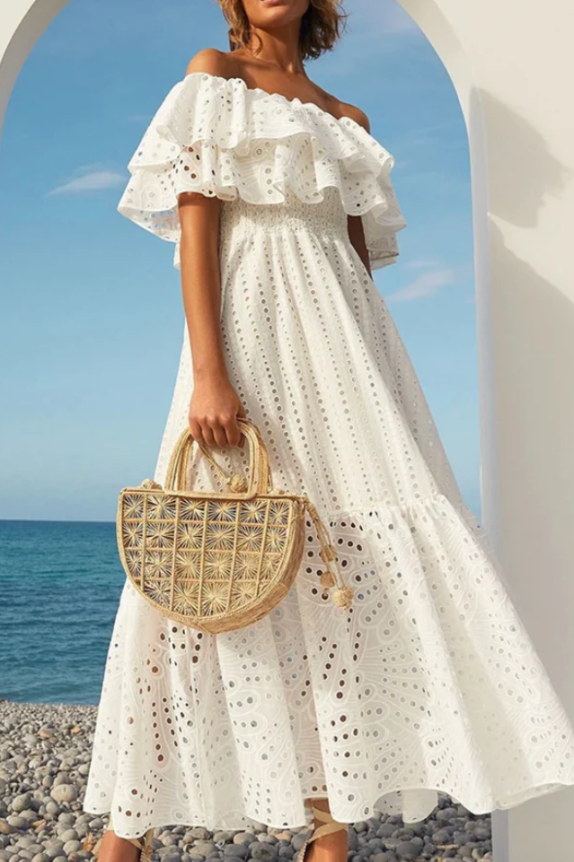 Tulum Off Shoulder Eyelet Dress Newgew