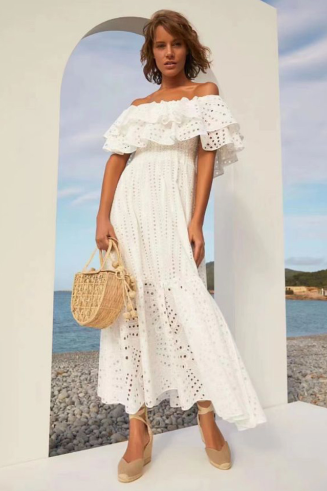 Tulum Off Shoulder Eyelet Dress Newgew