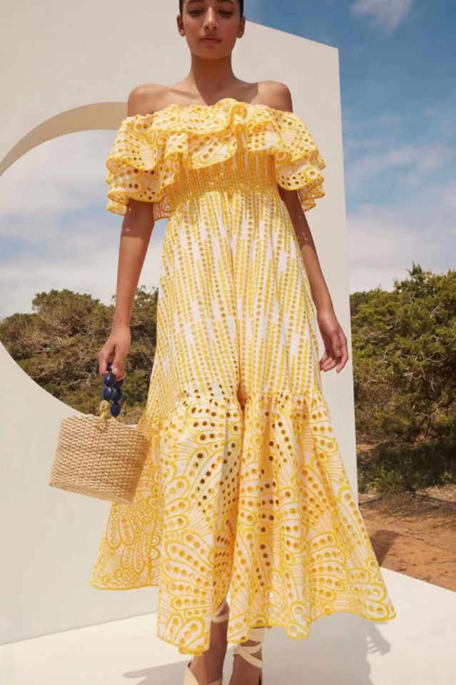 Tulum Off Shoulder Eyelet Dress Newgew
