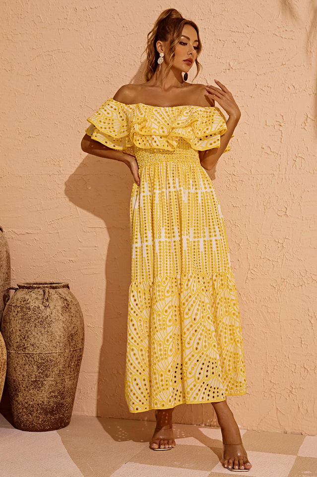 Tulum Off Shoulder Eyelet Dress Newgew