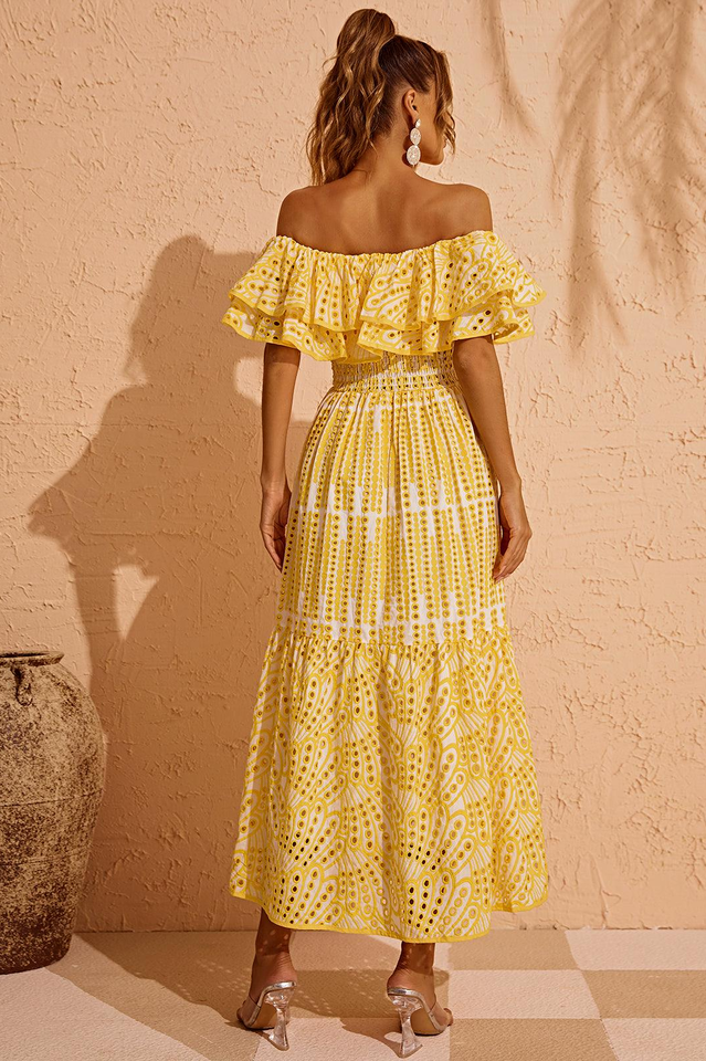 Tulum Off Shoulder Eyelet Dress Newgew