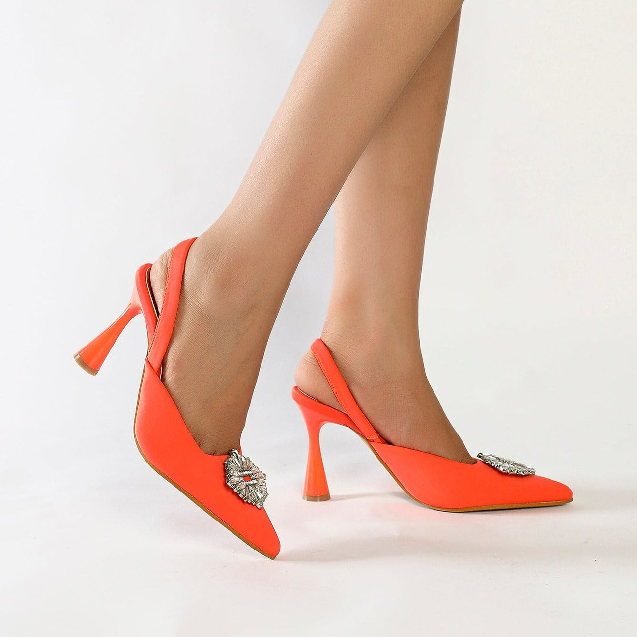 NeHigh-heeled Pointed Toe Rhinestone Buckle Shoes Newgew