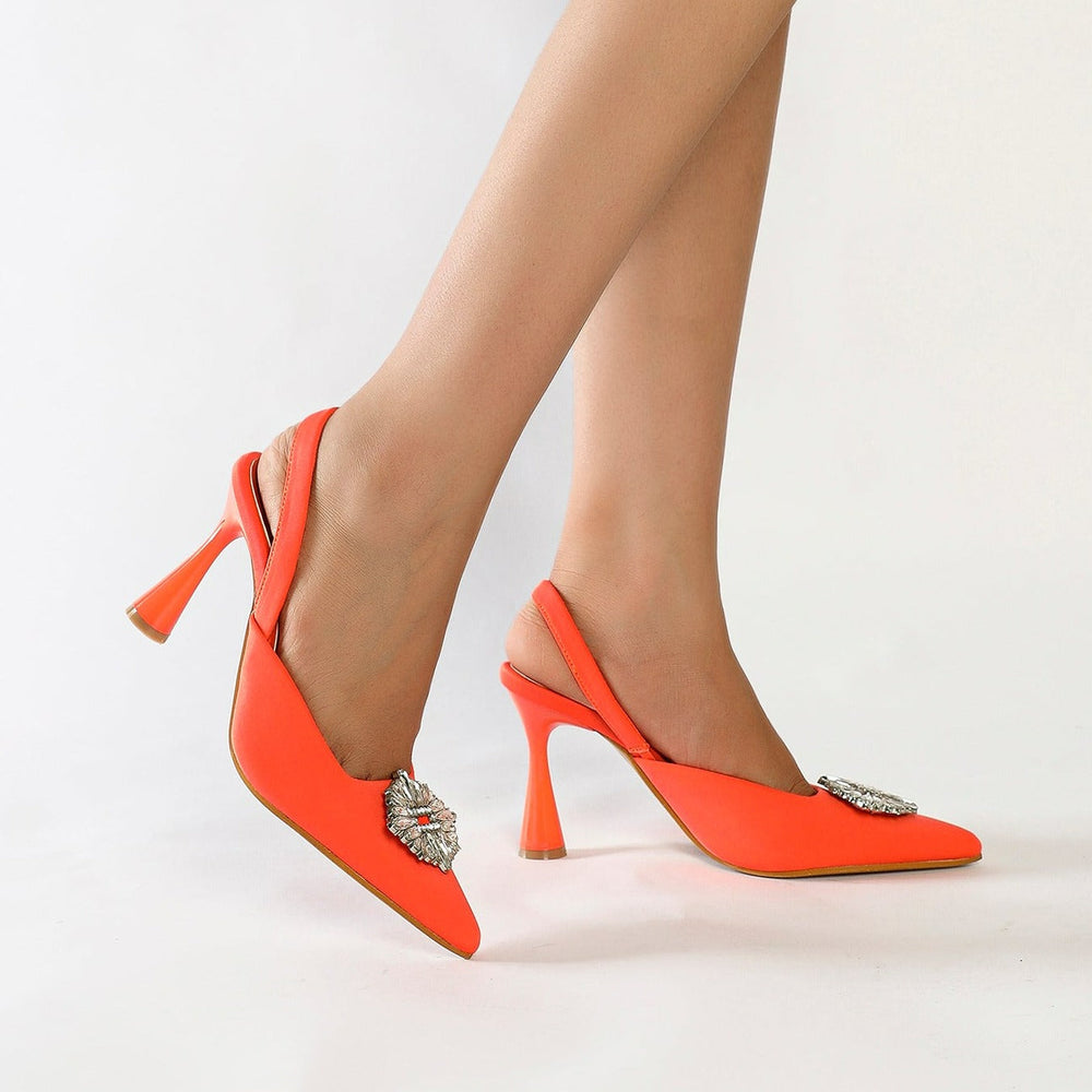 NeHigh-heeled Pointed Toe Rhinestone Buckle Shoes Newgew