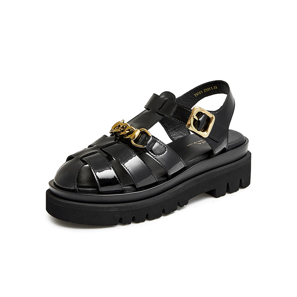 Chain Decor Ankle Strappy Wedge Sandals Newgew