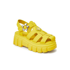 Cool Buckle Cutout Wedge Sandals Newgew