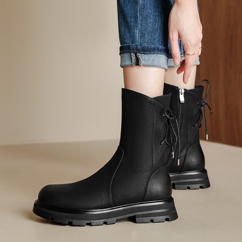Winter Leather Ankle Boots Newgew